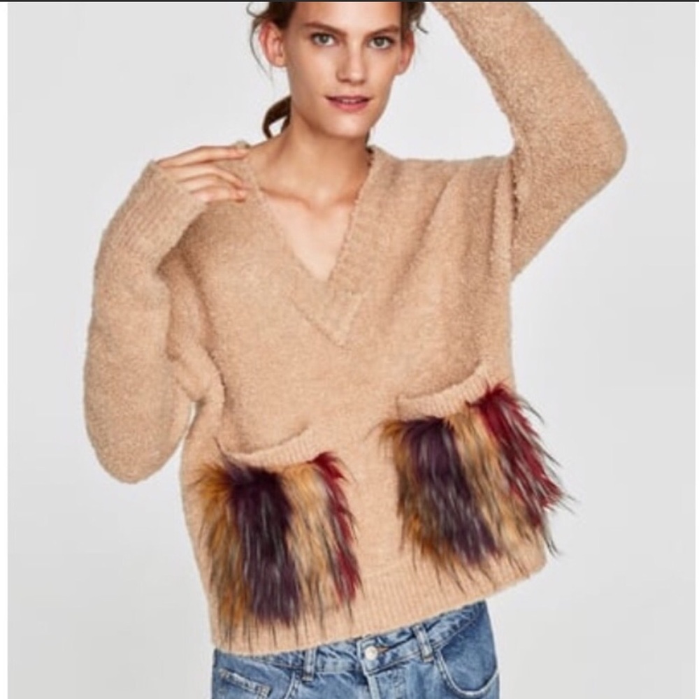 Zara Furry Pocket Sweater